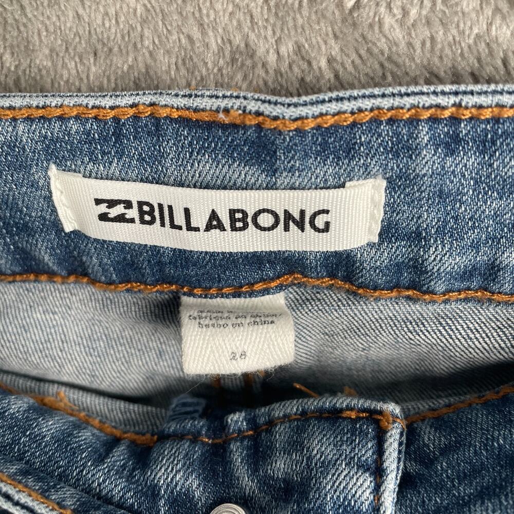 Billabong Hot Pants Denim Shorts Womens 28 Distressed Medium Wash Daisy Duke Y2K - Picture 3 of 8